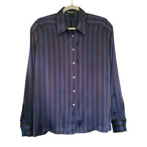 Escada By Margaretha Ley Striped Silk Button Down Blouse Size 42/ US 12 Vintage